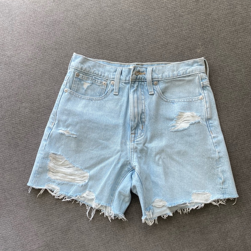 Madewell High Rise Light Wash Denim Shorts